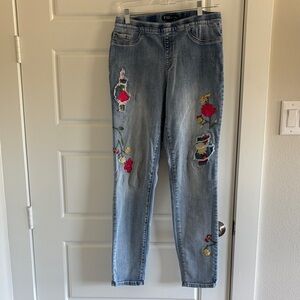 FDJ Embroidered Floral Blue Jeans
